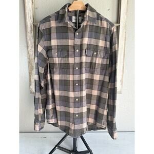 Mens Flannel Shirt Medium Long Sleeve Goodfellow & Co Green Gray Tan